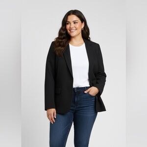SPANX Women’s Plus size 2X one button black Blazer Jacket